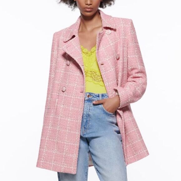 NWT Zara Textured Plaid Coat - Picture 8 of 15